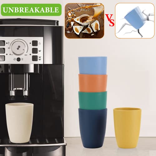 Mfacoy Wheat Straw Cups Set of 6, 12 oz Unbreakable Drinking, Reusable, Stackable Tumbler, Colourful Water Cup Set for Kitchen, BPA Free, Dishwasher & Microwave Safe, with 6 Colors Cups - Image 5