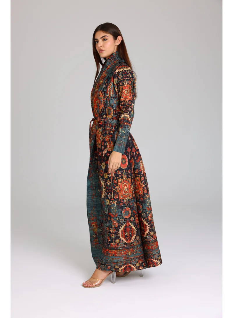 IKKXA  Colorful Printed Arabisque Design Abaya  | Best Price UAE
