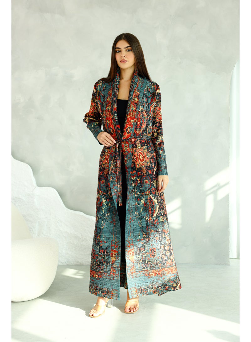IKKXA Colorful Printed Arabisque Design Abaya - Image 1