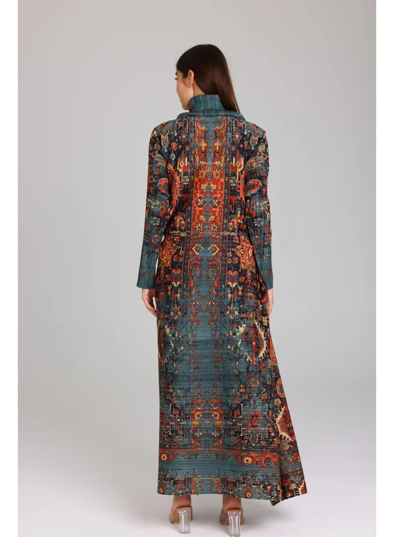 IKKXA  Colorful Printed Arabisque Design Abaya  | Best Price UAE
