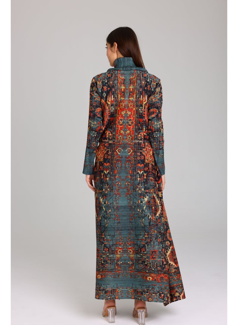 IKKXA Colorful Printed Arabisque Design Abaya - Image 4