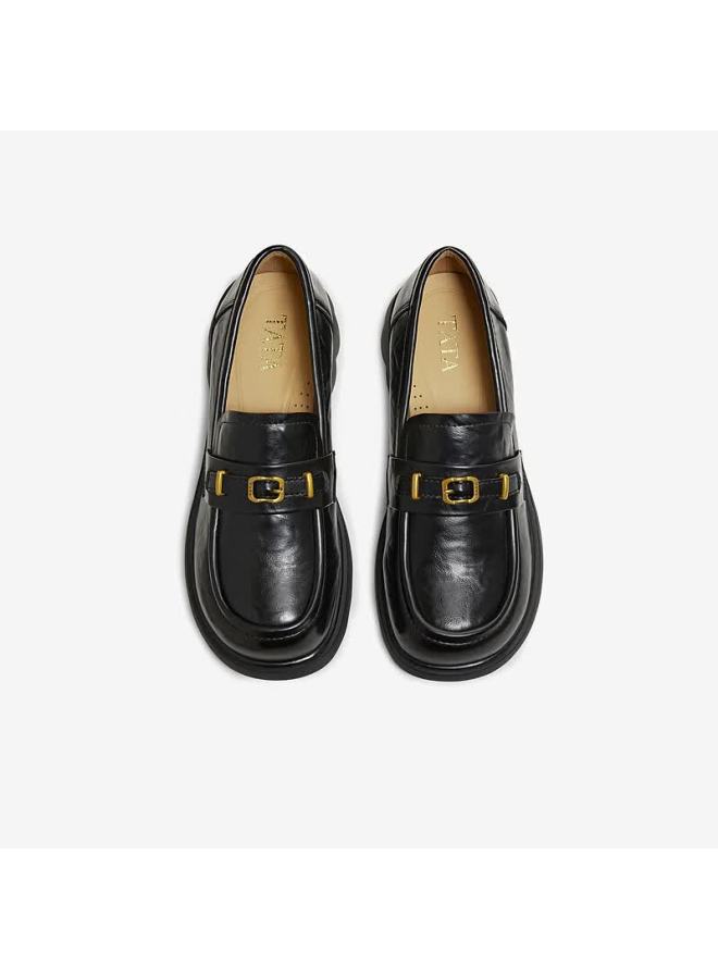 Tata Women's Shoes Spring New Loafers Fashion Casual Versatile Black Size 37 - Image 4