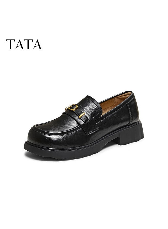 Tata Women's Shoes Spring New Loafers Fashion Casual Versatile Black Size 37 - Image 2