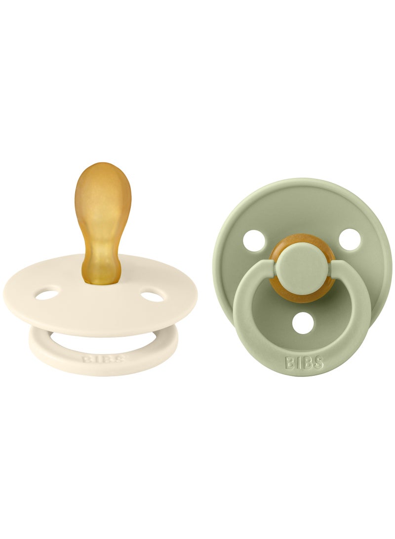 BIBS Pacifier Colour 2 PACK Latex Size 2 Symmetrical Ivory/Sage - Image 2