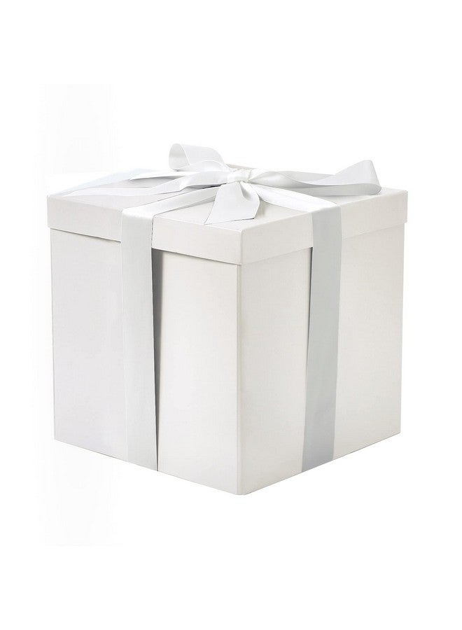 RUSPEPA Medium Birthday Gift Box With Lids Ribbon And Tissue Paper Collapsible Gift Box 1 Pcs 9X9X9 Inches White - Image 1