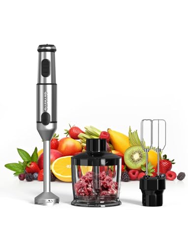 GAVASTO Immersion Blender Handheld GAVASTO Hand Blender20 Speeds and Turbo Mode Hand Mixer 3in1 Heavy Duty Copper Motor Stainless Steel - Image 1