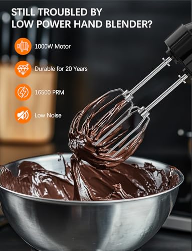 GAVASTO Immersion Blender Handheld GAVASTO Hand Blender20 Speeds and Turbo Mode Hand Mixer 3in1 Heavy Duty Copper Motor Stainless Steel - Image 3