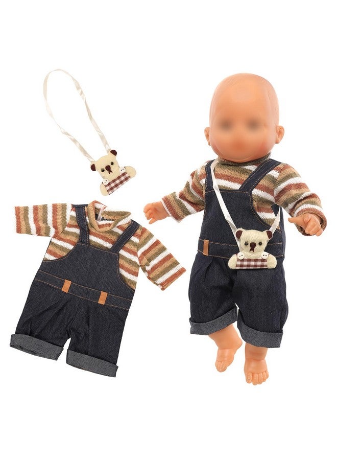 Miunana Miunana 13-16 Inch Baby Doll Dress with Bear Backpack Fit for 35-45 CM Baby Doll One-Piece Dress Baby Doll Bear Jumpsuit  - Image 1