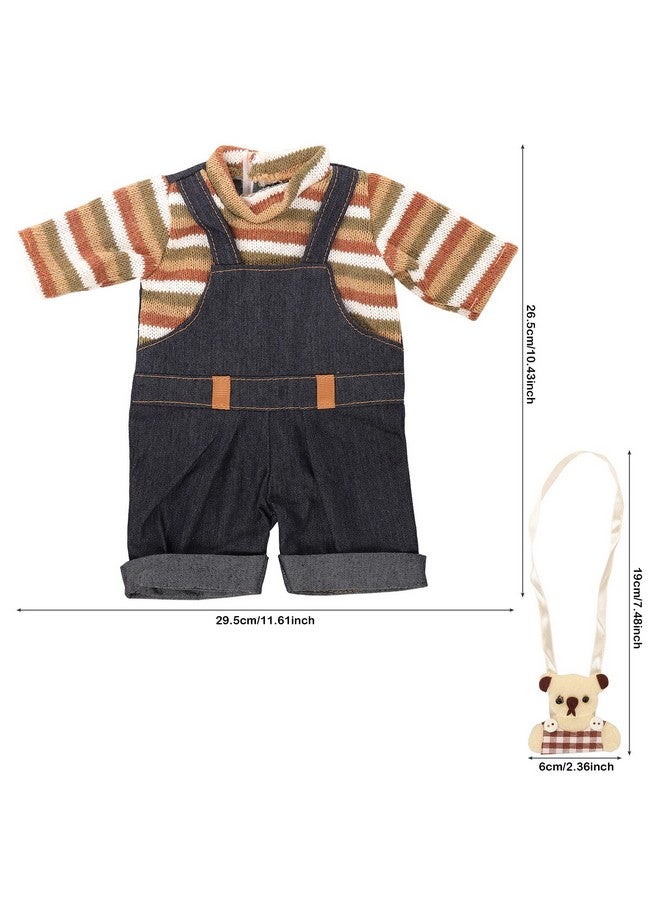 Miunana Miunana 13-16 Inch Baby Doll Dress with Bear Backpack Fit for 35-45 CM Baby Doll One-Piece Dress Baby Doll Bear Jumpsuit  - Image 2