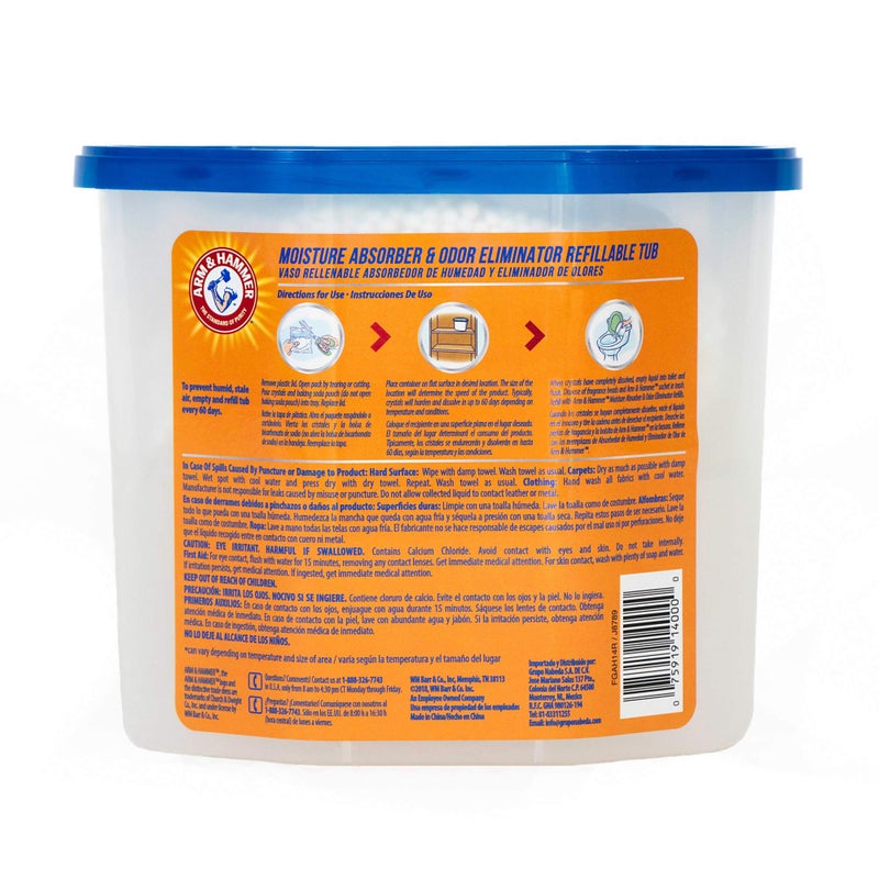 Arm & Hammer Fragrance Free Refillable Moisture Absorber and Odor Eliminator 14 oz. Tub - Image 3