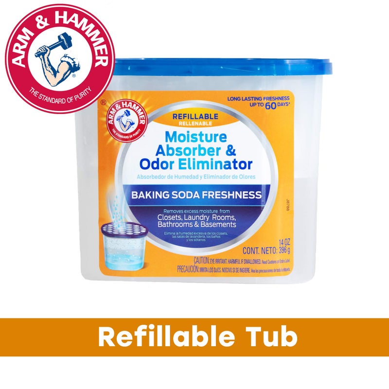 Arm & Hammer Fragrance Free Refillable Moisture Absorber and Odor Eliminator 14 oz. Tub - Image 2