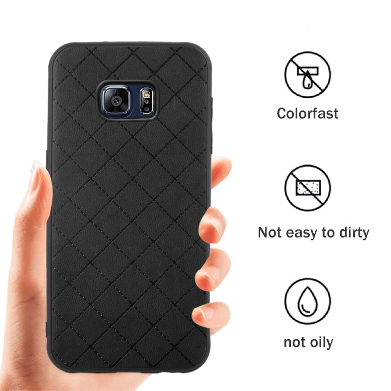 ELISORLI Compatible with Samsung Galaxy S6 Edge Plus Case Rugged Thin Slim Cell Accessories Anti-Slip Fit Rubber TPU Mobile Phone Full Body Cover for Glaxay S6edge + S 6edge 6s 6 Edge+ women Men Black - Image 3