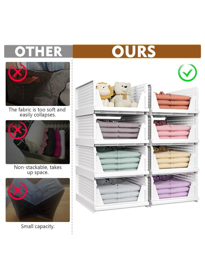 رات سو 5 سلة تخزين قابلة للتغليف سلة تخزين متعددة الوظائف وقابلة للطي منظّم للخزانة في غرفة الغسيل خزانة تخزين ملابس موفرة للمساحة منظّم خزانة التخزين أبيض - Image 3