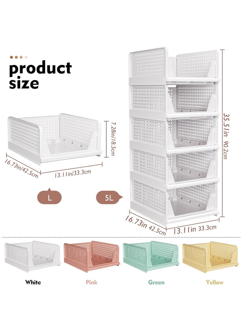 رات سو 5 سلة تخزين قابلة للتغليف سلة تخزين متعددة الوظائف وقابلة للطي منظّم للخزانة في غرفة الغسيل خزانة تخزين ملابس موفرة للمساحة منظّم خزانة التخزين أبيض - Image 4
