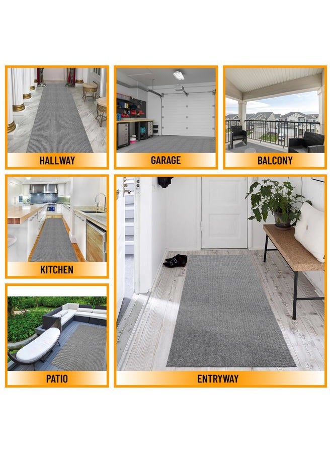 Ottomanson Non Slip Rug with Scraper Pile Durable for Indoor and Outdoor Use 2' x 5' Hallway Runner Mat - Ideal for Kitchen, Entryway, Patio & Garage - High-Traffic Carpet, Gray - Image 4