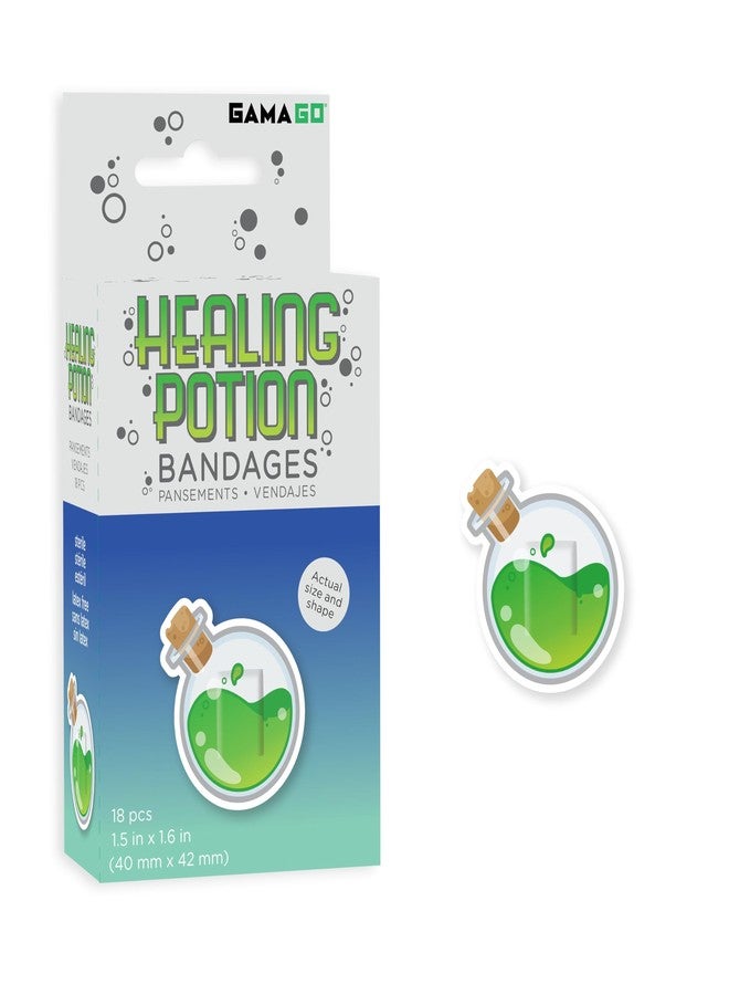 GAMAGO Healing Potion Bandages for Kids & Kidults - Set of 18 Individually Wrapped Self Adhesive Bandages - Sterile, Latex-Free, Easily Removable - Funny Gift & First Aid Addition - Image 1