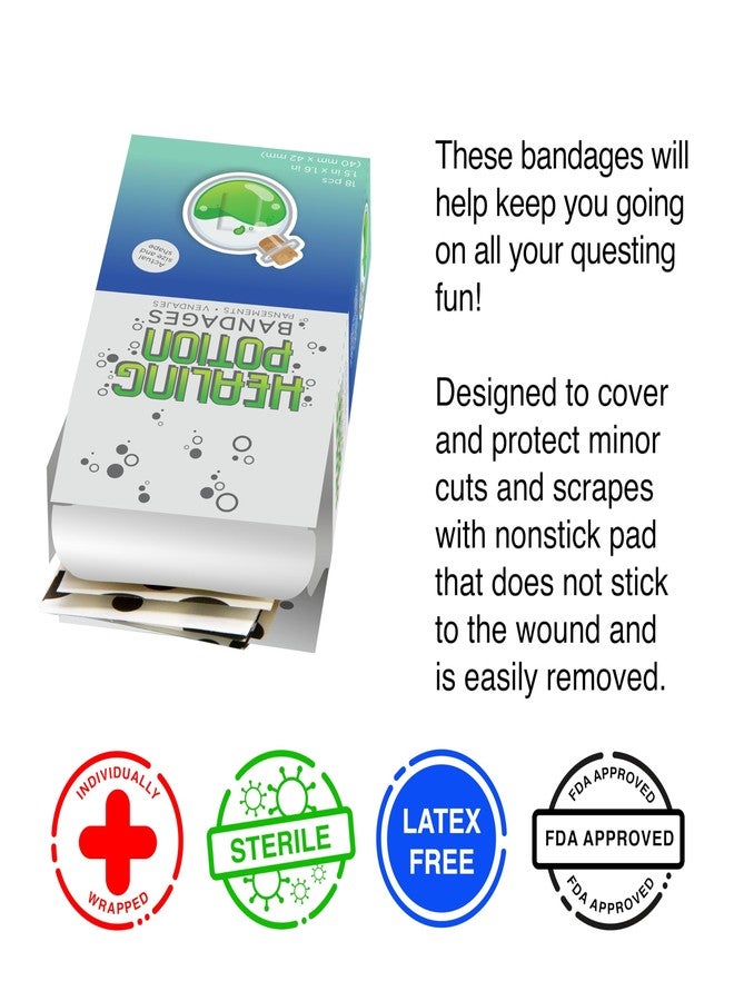 GAMAGO Healing Potion Bandages for Kids & Kidults - Set of 18 Individually Wrapped Self Adhesive Bandages - Sterile, Latex-Free, Easily Removable - Funny Gift & First Aid Addition - Image 3