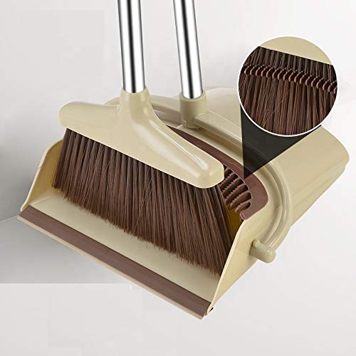 Zusaca Dust Pan and Broom and Dustpan Cleans Broom Combo with Long Handle for Dustpan Combo for Indoor Outdoor Kitchen Schools Hotel Hospital Upright Household Dust Pan with Brush Sweeping Floor - Image 2