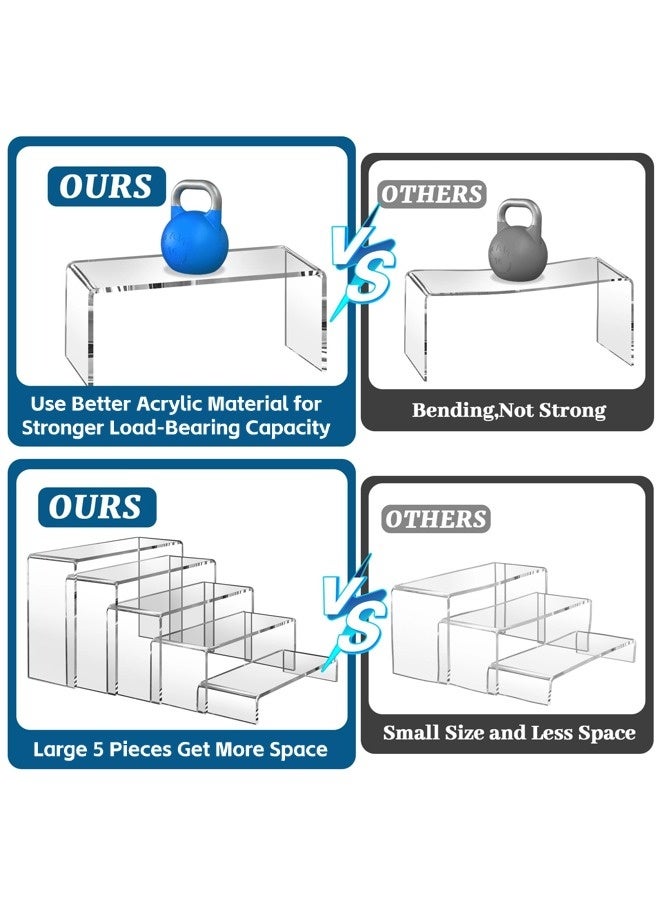 ShebSheb 5 Pcs Large Acrylic Cake Display Stands, 5 Sizes (7'' L ~ 10'' L), Clear Rectangular Tiered Display Risers, Display Shelf for Organizing and Decoration - Image 4