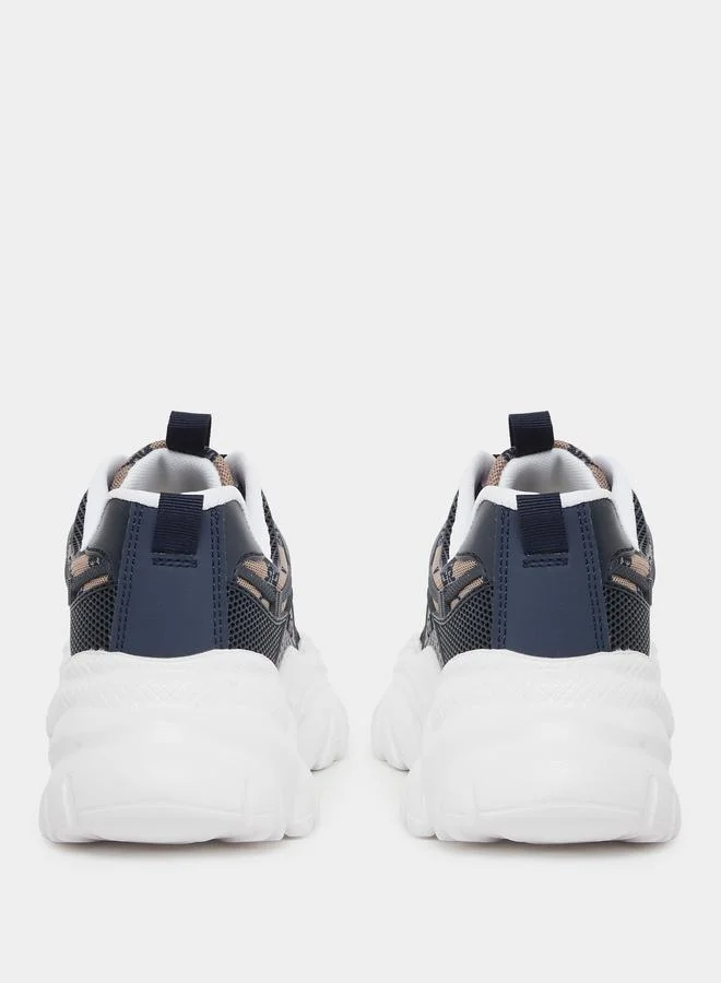 Styli Styli Embroidered Lace Up Chunky Sole Sneakers
