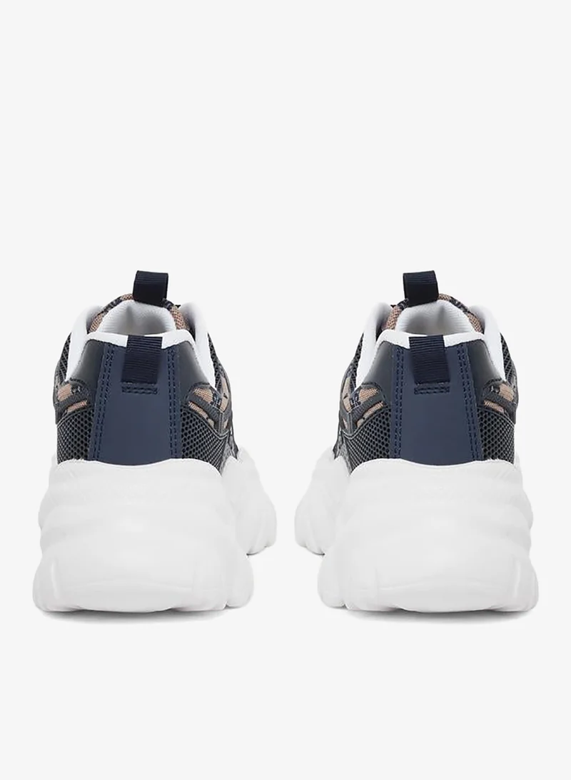 Styli Active  Embroidered Lace Up Chunky Sole Sneakers for Women | Best Price UAE