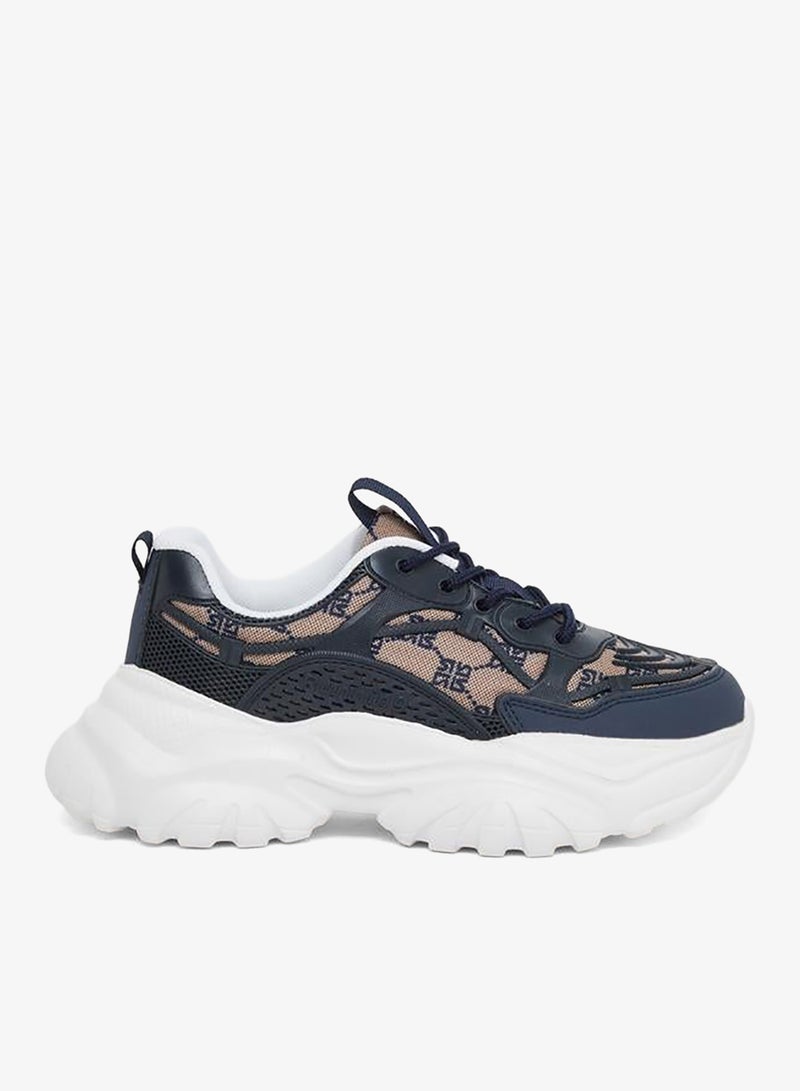 ستايلي سنيكرز ستيلى بنعل سميك برباط مطرز بالدانتيل - Image 1