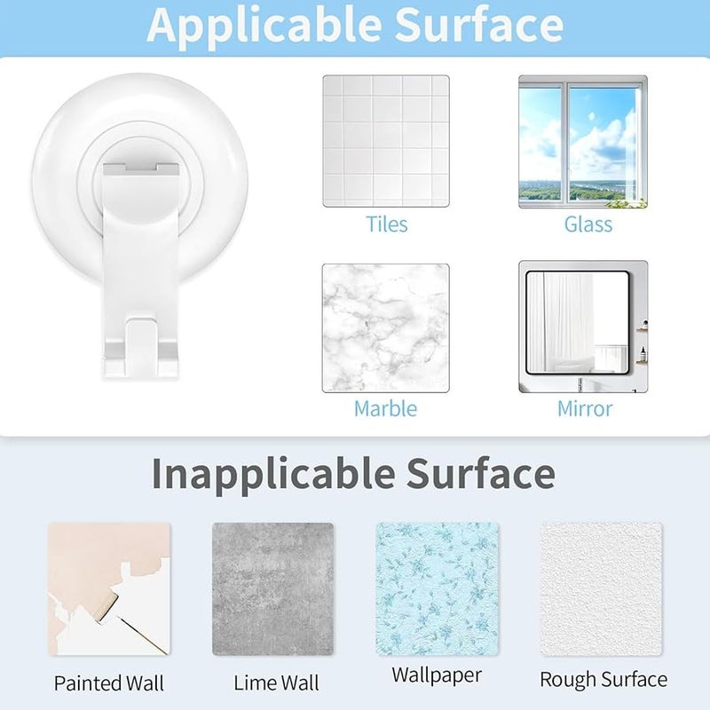 White Suction Cup Hooks 4Pcs No Drill Bathroom Shower Kitchen Towel Hooks - Image 3