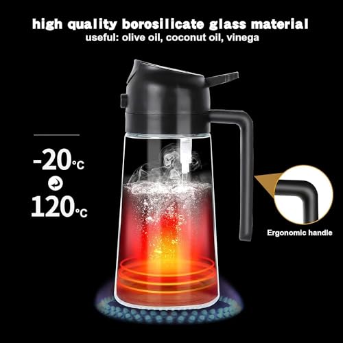 EASYMART Oil Spray Bottle for Cooking, Premium Glass 2 in 1 Oil Dispenser for Kitchen, Food Grade Oil Sprayer Containers with Nozzle, Oil Bottle for Air Fryer, Roasting and Frying 500ml (Green) - Image 5