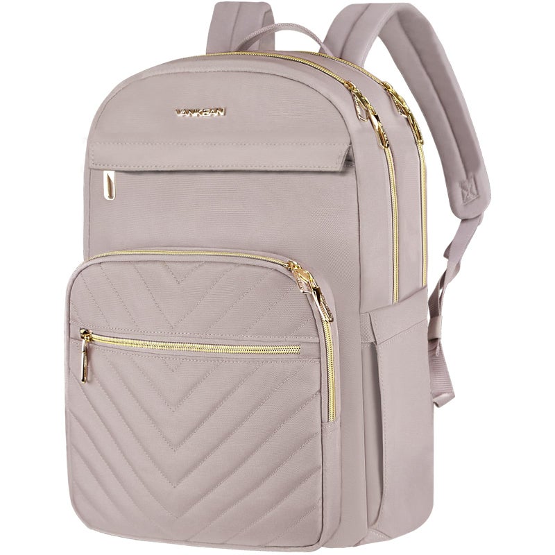 VANKEAN Laptop Backpack for Women156 Inch Laptop Computer Bag Travel Backpack PurseWaterproof Work Business Backpack College Teacher Bags Light Dusty Pink - Image 2
