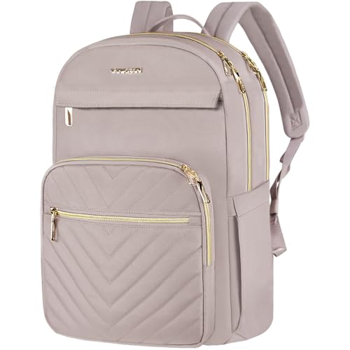 VANKEAN Laptop Backpack for Women156 Inch Laptop Computer Bag Travel Backpack PurseWaterproof Work Business Backpack College Teacher Bags Light Dusty Pink - Image 1
