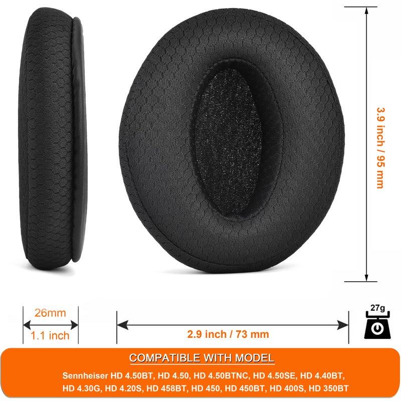 defean وسائد أذن سناهايزر بديلة متوافقة مع HD 4.50BT، 4.50، 4.50BTNC، 4.50SE، 4.40BT، 4.30G، 4.20S، 458BT، 450، 450BT، 350BT (قماش قابل للتنفس) - Image 3
