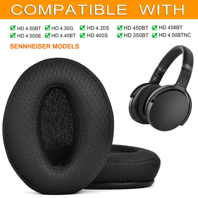 defean وسائد أذن سناهايزر بديلة متوافقة مع HD 4.50BT، 4.50، 4.50BTNC، 4.50SE، 4.40BT، 4.30G، 4.20S، 458BT، 450، 450BT، 350BT (قماش قابل للتنفس) - Image 2