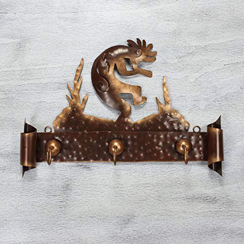 NOVICA Southwest Theme Iron Wall Mounted Coat Hanger, Kokopelli Serenade' - Image 2