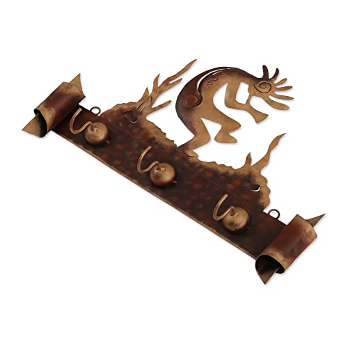 NOVICA Southwest Theme Iron Wall Mounted Coat Hanger, Kokopelli Serenade' - Image 5
