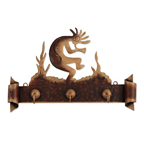 NOVICA Southwest Theme Iron Wall Mounted Coat Hanger, Kokopelli Serenade' - Image 1