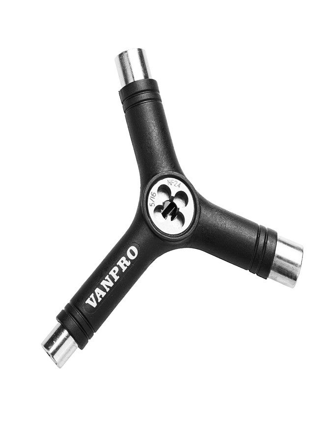Vanpro All-In-One Skate Tools Multi-function Portable Skateboard T Tool Accessory with T-type Allen Key and L-type Phillips Head Wrench Screwdriver (Black-Y) - Image 1