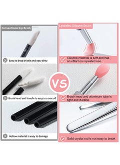 maycreate maycreate ® 3Pcs Lip Brush For Lipstick, Reusable Silicone Lip Applicator With Cover, Retractable Lip Scrub Brush For Lip Gloss, Lip Cream, Lip Masks Applying Makeup Tools  - Image 4