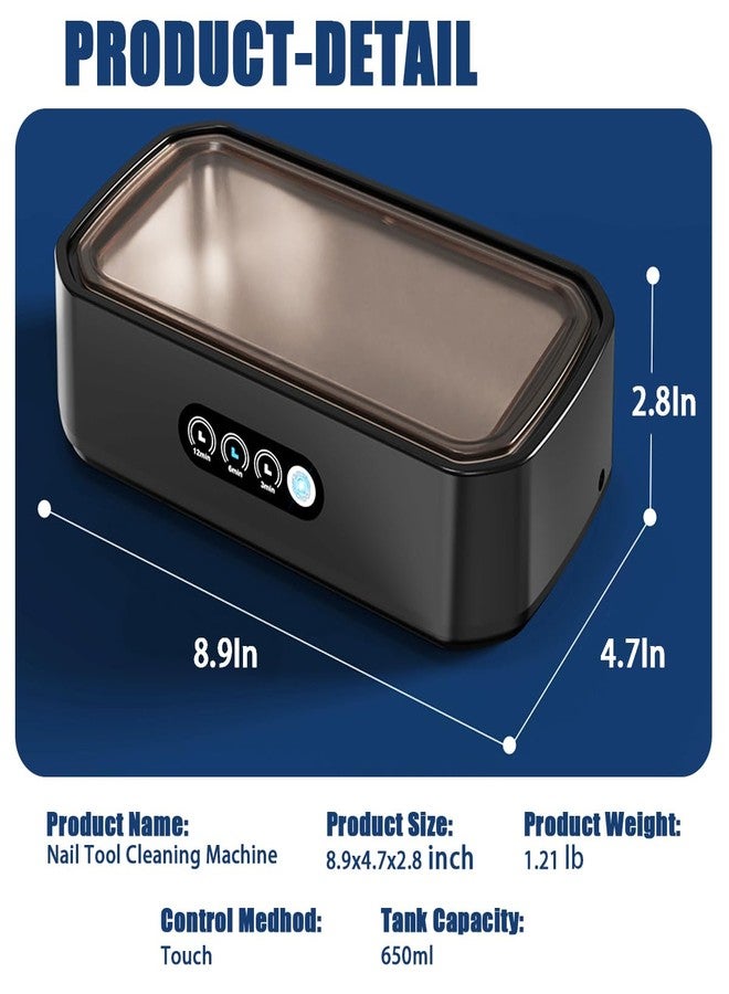 Pinkiou Ultrasonic Cleaner Nail Tool Sterilizer Box with Digital Timer,Cleaning Container for Nipper Clipper Cutter Manicure Tools,Nail Tweezer,Hair Cutter Manicure Tool - Image 5