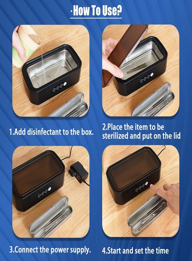 Pinkiou Ultrasonic Cleaner Nail Tool Sterilizer Box with Digital Timer,Cleaning Container for Nipper Clipper Cutter Manicure Tools,Nail Tweezer,Hair Cutter Manicure Tool - Image 3