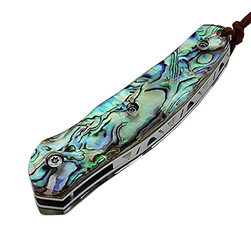ALBATROSS Folding Pocket Knife - 6.5" Damascus Steel Blade with Abalone Seashell Handle, Handcrafted 71-Layer Modern Knife with Liner Lock System, Luxury Gift Box - HGDK015B - Image 4