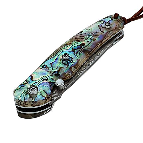 ALBATROSS Folding Pocket Knife - 6.5" Damascus Steel Blade with Abalone Seashell Handle, Handcrafted 71-Layer Modern Knife with Liner Lock System, Luxury Gift Box - HGDK015B - Image 3