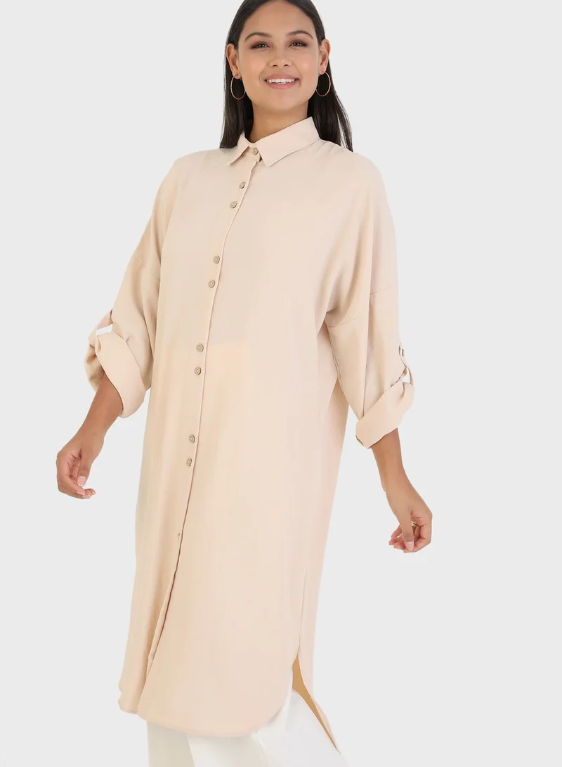Por La Cara By Modanisa Button Down Longline Tunic