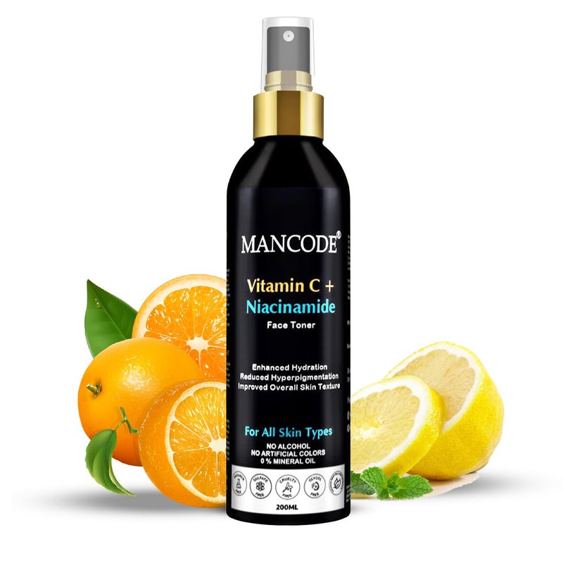 MAN CODE Mancode Vitamin C  Niacinamide Face Toner 200 Ml  Pore Tightening  Mild Exfoliation For Oily Acne Prone Sensitive  Normal Skin Hydrating Face Toner For Glowing Skin Alcohol Free Face Toner  - Image 1
