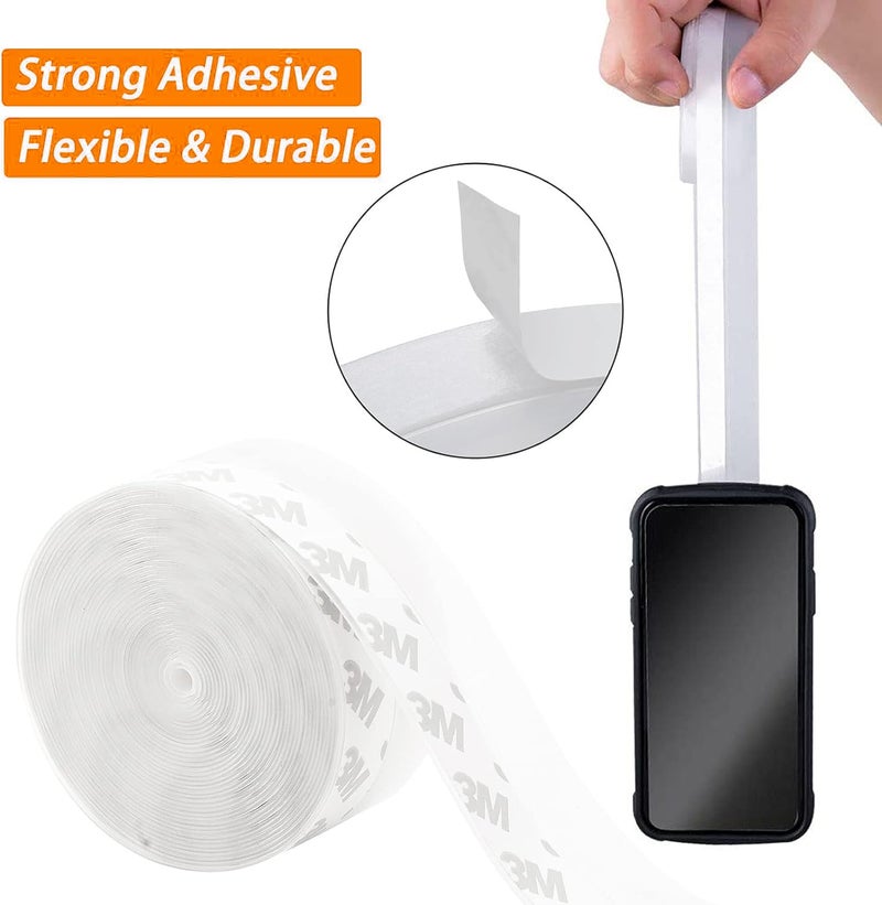 Bruiefpap 39.37 Ft Weather Stripping Door Seal Strip Tape,Silicone Door Draft Stopper,Self Adhesive Shower Door Bottom Seal and Door Insulation Strip for Door Frame Windows and Glass Gaps (3 Rolls) - Image 3