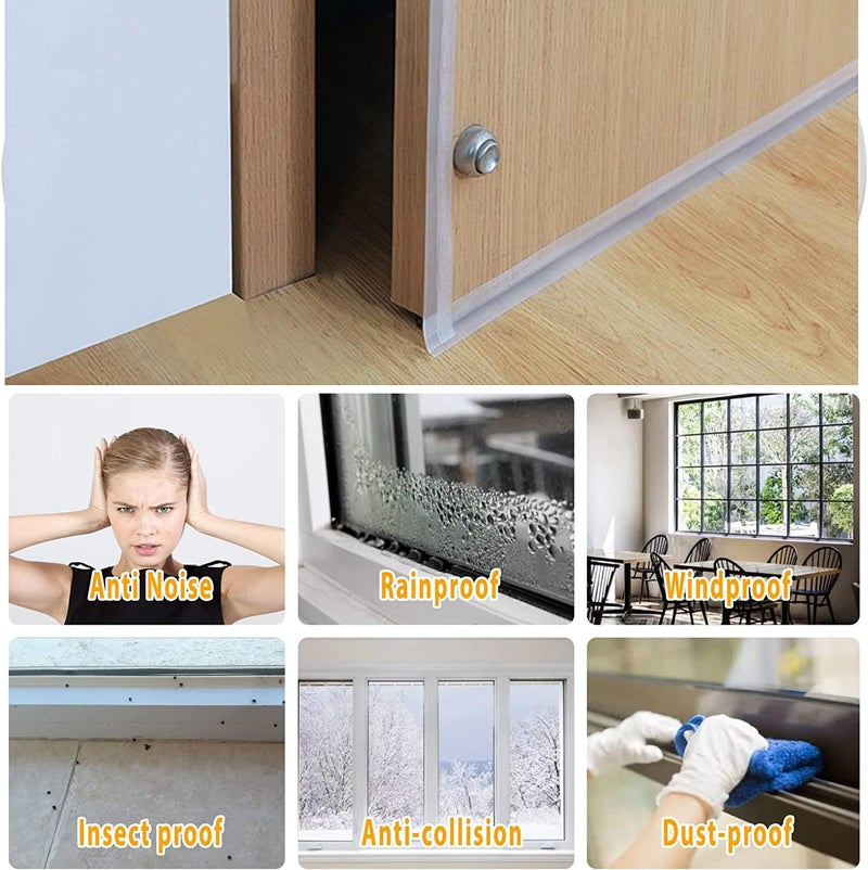 Bruiefpap 39.37 Ft Weather Stripping Door Seal Strip Tape,Silicone Door Draft Stopper,Self Adhesive Shower Door Bottom Seal and Door Insulation Strip for Door Frame Windows and Glass Gaps (3 Rolls) - Image 4