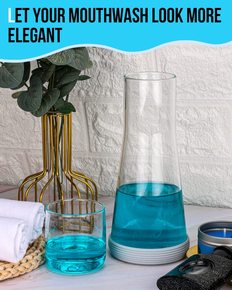 Wikapy Bedside Night Water Carafe Set with Tumbler Glass, Clear Nightstand Carafe with Silicone Coaster for Bedroom and Guest Room, Glass Mouthwash Decanter for Bathroom (22 OZ) - Image 5