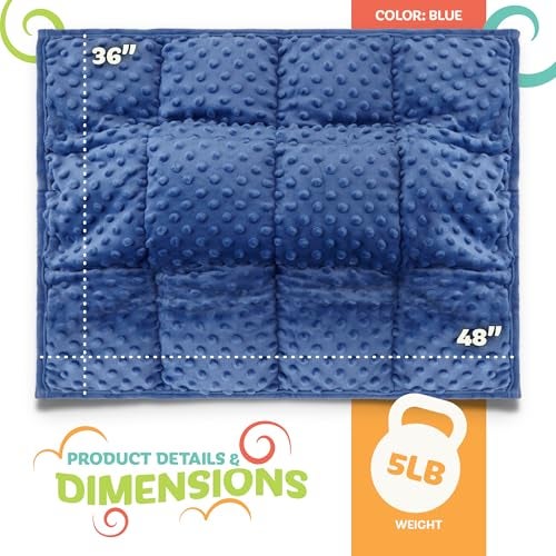 Kidaddle XL Weighted Blanket for Kids 5lb (Blue) 36x48 Inch, Plush Minky Kids Blanket with Travel Bag, Blanket for Ages 4 to 10 - Image 2