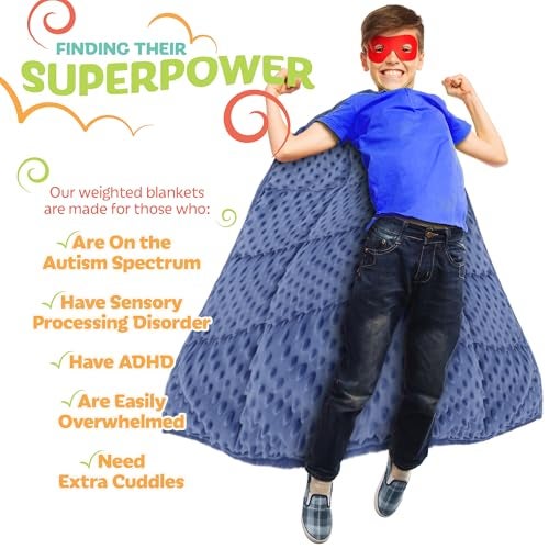 Kidaddle XL Weighted Blanket for Kids 5lb (Blue) 36x48 Inch, Plush Minky Kids Blanket with Travel Bag, Blanket for Ages 4 to 10 - Image 4