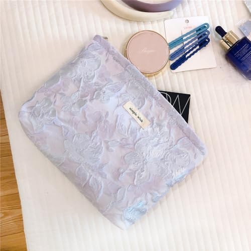STARDW Aesthetic Floral Makeup Bag Cute Small Cosmetic Bags for Women Girls, Travel Toiletry Bag Large Capacity Zipper Makeup Pouch, Purse Organizer Pouches - Image 2