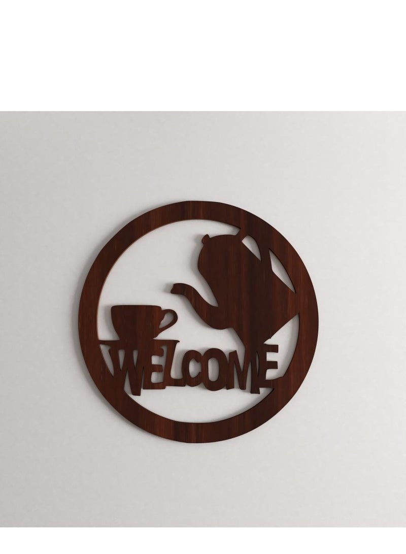 حكاية شمعة لوحة فنية جدارية ديكور - بتصميم ترحيبي "ويلكوم" باللون البني المميز - Image 3